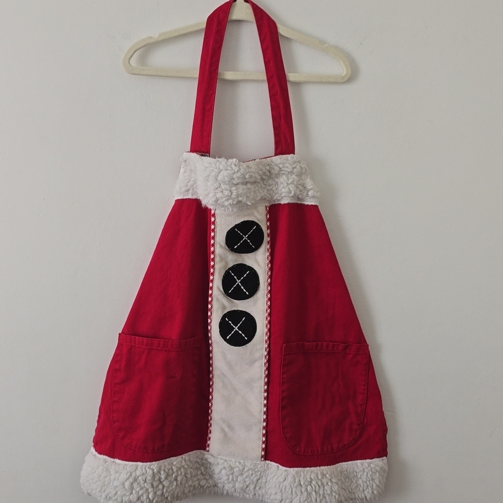 Pottery Barn Kids Santa Red and White  Apron Kids One Size